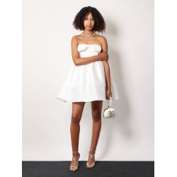 Taffeta décolleté dress with bow