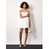 Taffeta décolleté dress with bow
