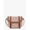 Messenger rockstud fabric and leather shoulder bag
