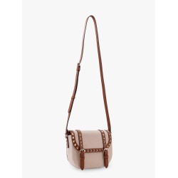 Messenger rockstud fabric and leather shoulder bag