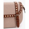 Messenger rockstud fabric and leather shoulder bag