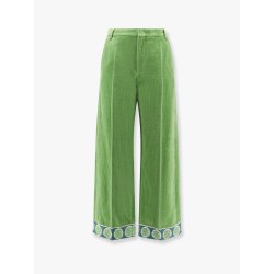 Washed cotton and linen trouser with jacquard bottom