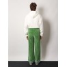 Washed cotton and linen trouser with jacquard bottom