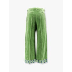 Washed cotton and linen trouser with jacquard bottom