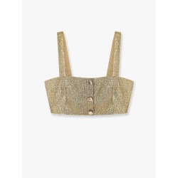 Gold metallic fabric top