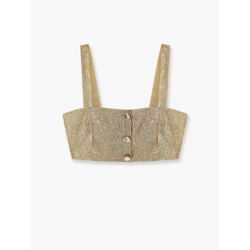Gold metallic fabric top