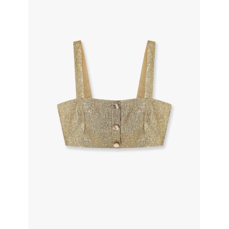 Gold metallic fabric top