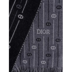 Wool scarf with all-over cd icon motif