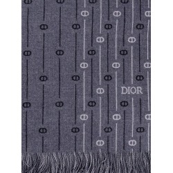 Wool scarf with all-over cd icon motif