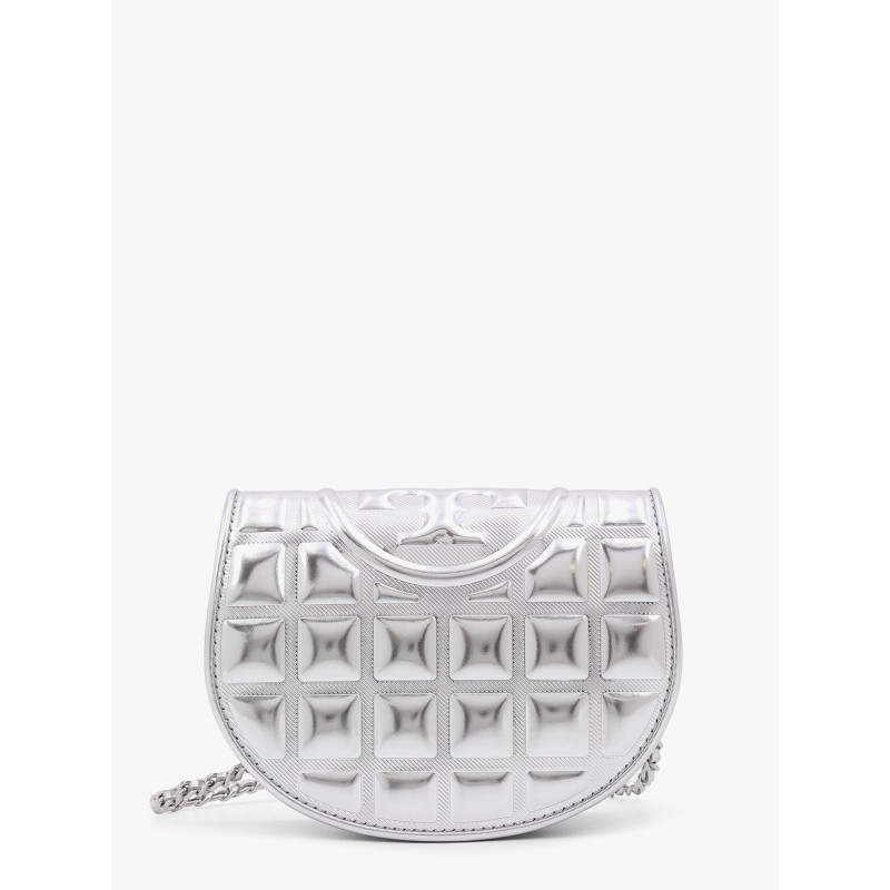 Fleming metallized matelassé leather shoulder bag with chain shoulder strap