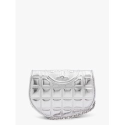 Fleming metallized matelassé leather shoulder bag with chain shoulder strap