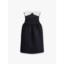Taffeta' décolleté dress with maxi bow