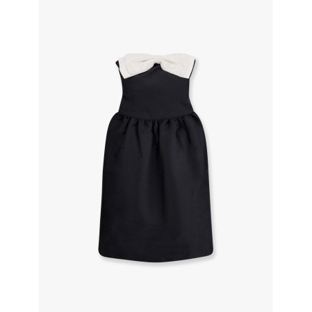 Taffeta' décolleté dress with maxi bow