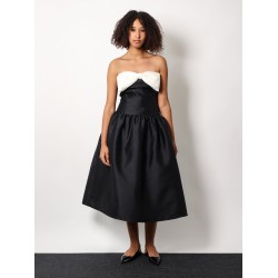 Taffeta' décolleté dress with maxi bow
