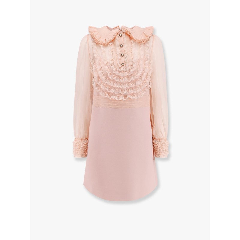 Couture crepe dress with laces profiles