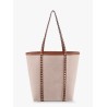 Leather and canvas shoulder bag with iconic studs