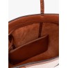 Leather and canvas shoulder bag with iconic studs