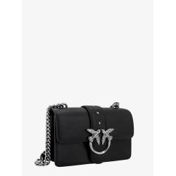 Leather shoulder bag with love birds buckle