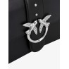 Leather shoulder bag with love birds buckle