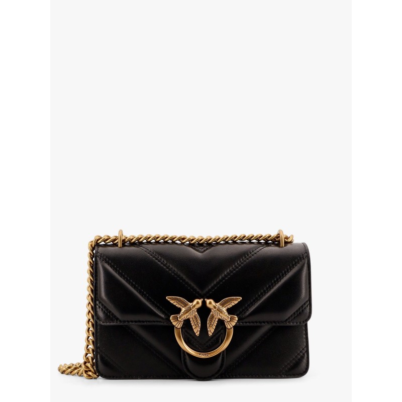 Matelassé leather shoulder bag with love birds buckle