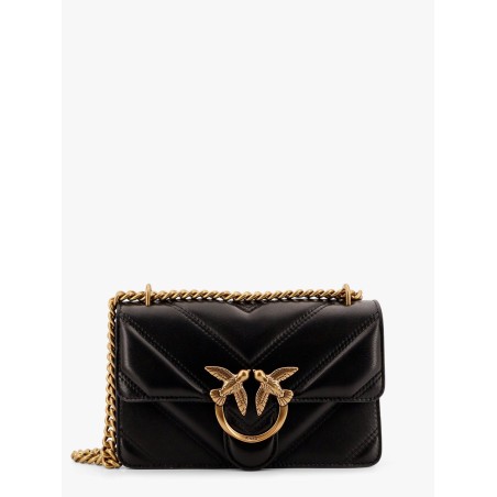 Matelassé leather shoulder bag with love birds buckle
