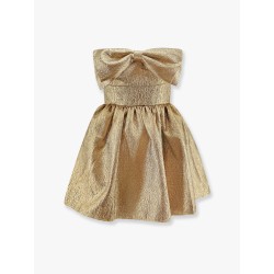 Metallic fibre fabric mini dress