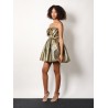 Metallic fibre fabric mini dress