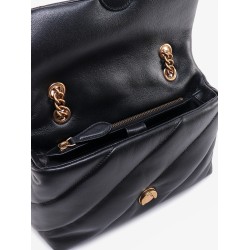 Matelassé leather shoulder bag with iconic love birds buckle