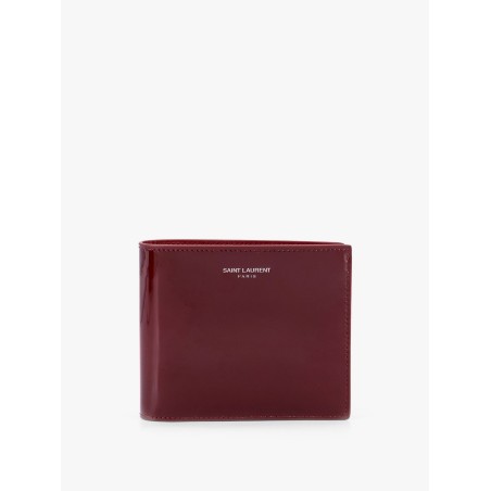 Patent leather wallet with engraved logo on the front