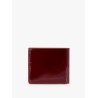Patent leather wallet with engraved logo on the front