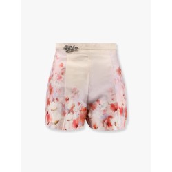 Silk blend shorts with floral print