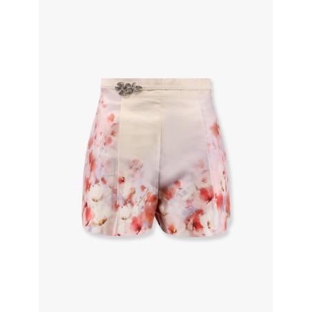 Silk blend shorts with floral print