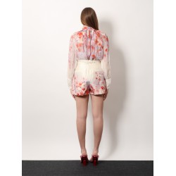 Silk blend shorts with floral print