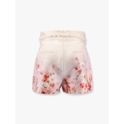 Silk blend shorts with floral print