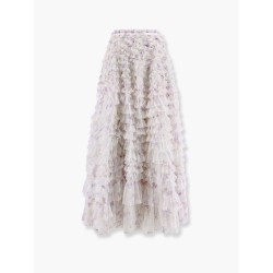 Ruffled tulle long skirt