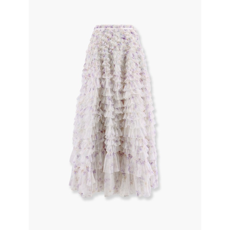 Ruffled tulle long skirt