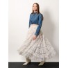 Ruffled tulle long skirt