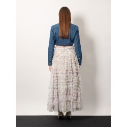 Ruffled tulle long skirt