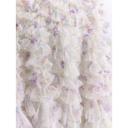 Ruffled tulle long skirt