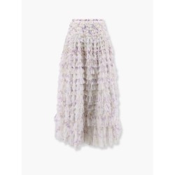 Ruffled tulle long skirt