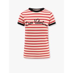 Striped cotton t-shirt with embroidered logo