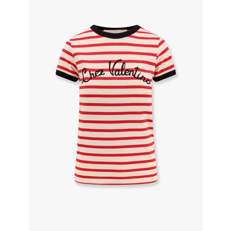 Striped cotton t-shirt with embroidered logo