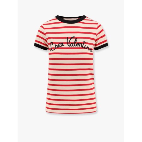 Striped cotton t-shirt with embroidered logo