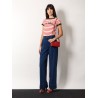 Striped cotton t-shirt with embroidered logo