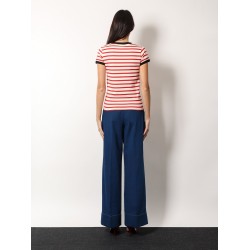 Striped cotton t-shirt with embroidered logo