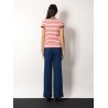 Striped cotton t-shirt with embroidered logo