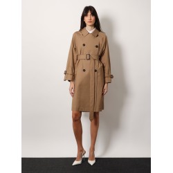 Cotton blend c trench with leather buckles