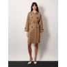 Cotton blend c trench with leather buckles