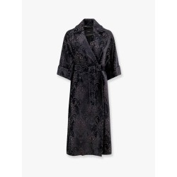 Edolo oversize velvet coat with damask motif