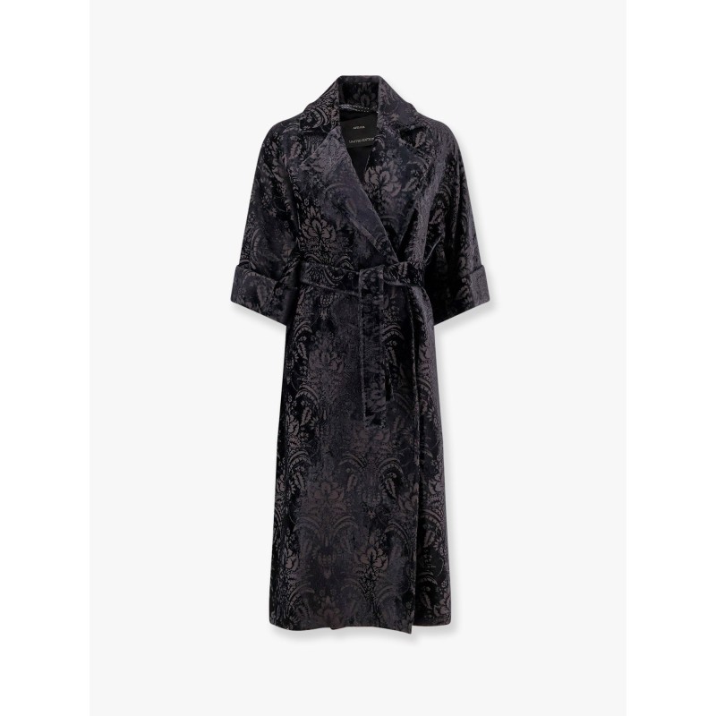 Edolo oversize velvet coat with damask motif